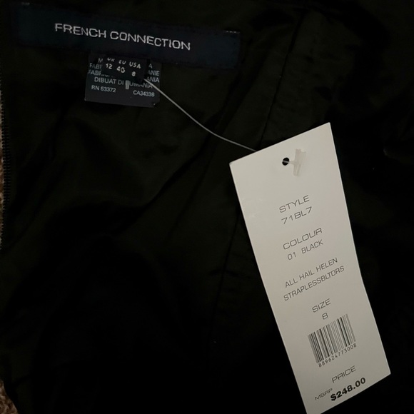 NWT Strapless FCUK Belted Ruffle Black Dress - Picture 8 of 9